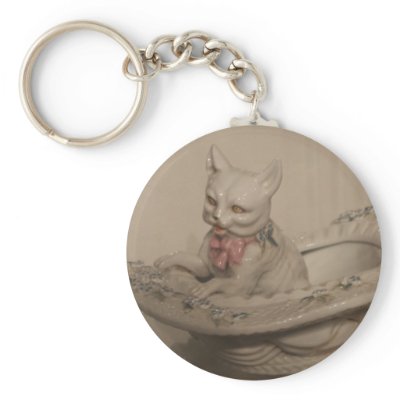 Cat in porcelain - Cat  art Keychain by mmersdesign