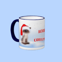 Cat in Santa Hat mugs