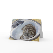 cat in sink greeting card