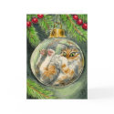 Cat in the Christmas ornament card card