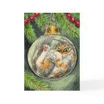 Cat in the Christmas ornament card by sunshinesketches Cat in the Christmas ornament card