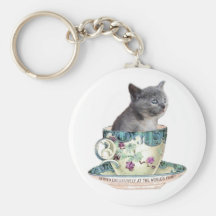 Cat in the Cup keychain
