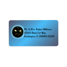 Cat in the Moon Halloween Address Label