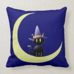Cat in the Moon Throw Pillow