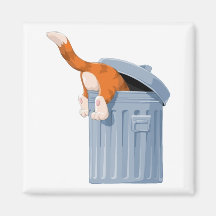 Cat in Trash Can - Bottoms Up Refrigerator Magnet