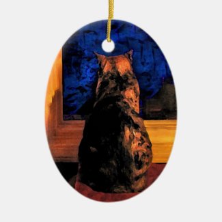 Cat in Window Christmas Ornament