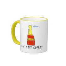 Cat is my Co-pilot mugs by Anotherfort Cat is my Co-pilot mugs