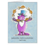 Cat Juggling with Goldfish Greeting Cards