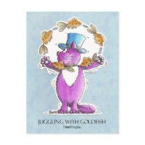 Cat Juggling with Goldfish close trim 22 2 2011... Post Card