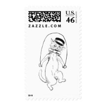 Cat Jumping Rope Postage Stamps