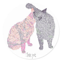 Cat kiss 1, I love you. sticker by Cherylsart Cat kiss 1, I love you. sticker