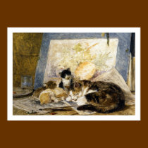 Cat & Kittens Fine Art Poster posters