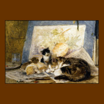 Cat & Kittens Fine Art Poster posters
