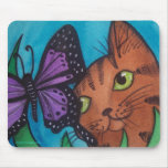 Cat Kitty and Butterfly Mousepad