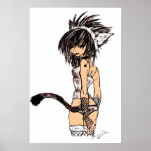 cat lady colored poster