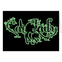 Cat Lady Green Greeting Card