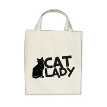 cat lady with slinky black cat yellow eyes canvas bag