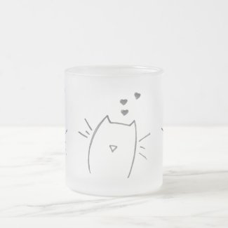 Cat love 10 oz frosted glass coffee mug