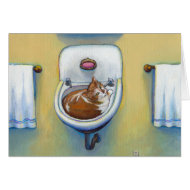 Cat lover cards fun cute kitty in the sink art card