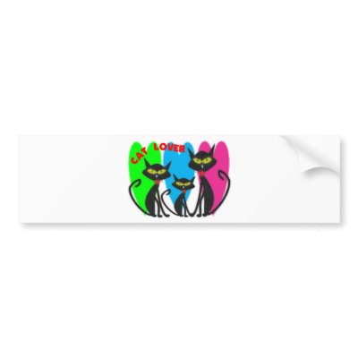 Cat Lover Gifts---Unique Cats--Bright Colors Bumper Sticker by gailg1957
