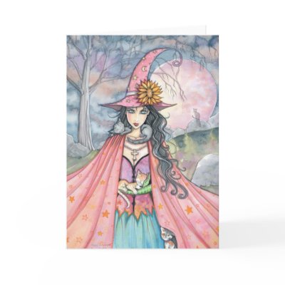 Cat Lover Witch Greeting Card