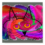 Cat Lovers Art Poster--Abstract Oil Painting Cat