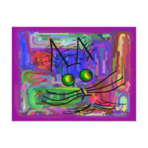 Cat Lovers "The Curious Abstract Cat" Art postcards by gailg1957 Cat Lovers "The Curious Abstract Cat" Art postcards