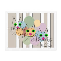 Cat Lovers "Three Amigos" Cat Art postcards by gailg1957 Cat Lovers "Three Amigos" Cat Art postcards