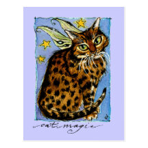 Cat Magic Ocicat with Fairy Wings Post Cards