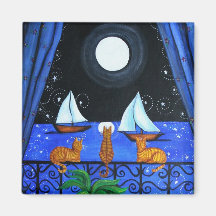 Cat Magical Night Fridge Magnets