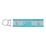Cat Mariachi personalized bleu wrist keychain