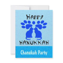 Cat Menorah Chanukah Party Invitations