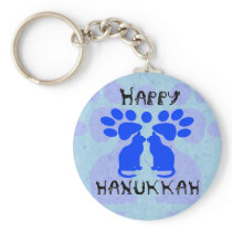 Cat Menorah Happy Hanukkah keychains