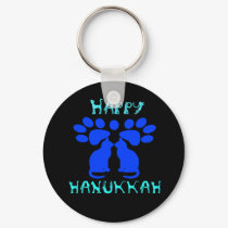 Cat Menorah Happy Hanukkah Keychain