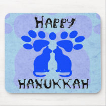 Cat Menorah Happy Hanukkah Mousepad
