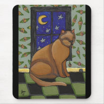 Cat, Moon & Stars - mousepad by folkartblonde Cat, Moon & Stars - mousepad