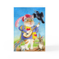 Cat, mouse and crow Valentine's Day minstrels card
