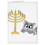 Cat Mouse Menorah Greeting Cards