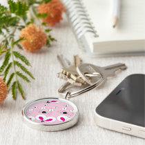 Cat Mouse Pattern Keychain Lt Pink by RLMdesignes Cat Mouse Pattern Keychain Lt Pink