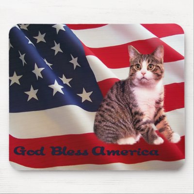Cat Mousepad God Bless America by purrfection