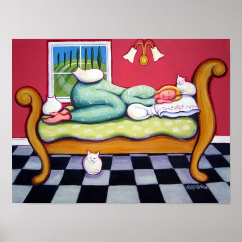 Afternoon Cat Napping - Lovely Art Poster