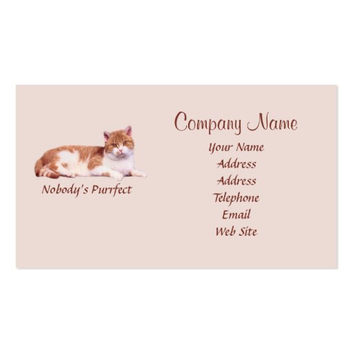 Cat Nobody's Purrfect Business Card (back side)