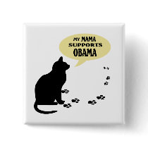 CAT OBAMA MAMA PIN buttons by lunadaisy CAT OBAMA MAMA PIN buttons