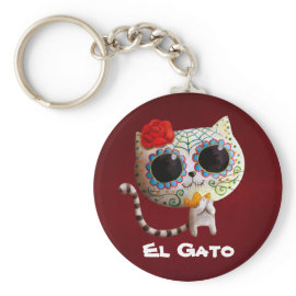 Cat of Day of The Dead Keychains