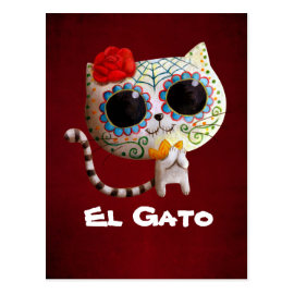 Cat of Day of The Dead Post Card