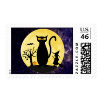 Cat on a Halloween Moon Postage