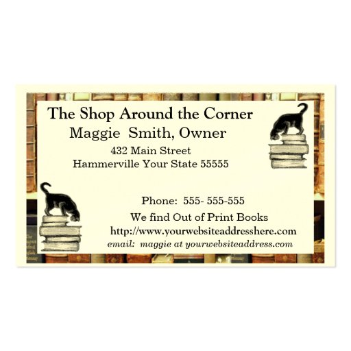 Cat on Books Business card