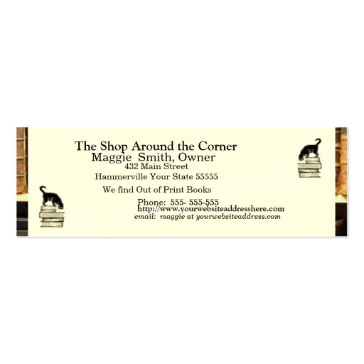 Cat on Books Business card - Skinny (front side)