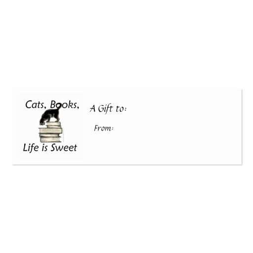 Cat on Books Mini Bookmark to Customize Business Card Templates (back side)