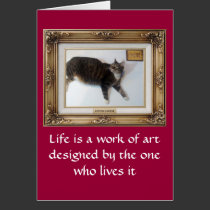 Cat On Canvas Card by Victoreeah Cat On Canvas Card